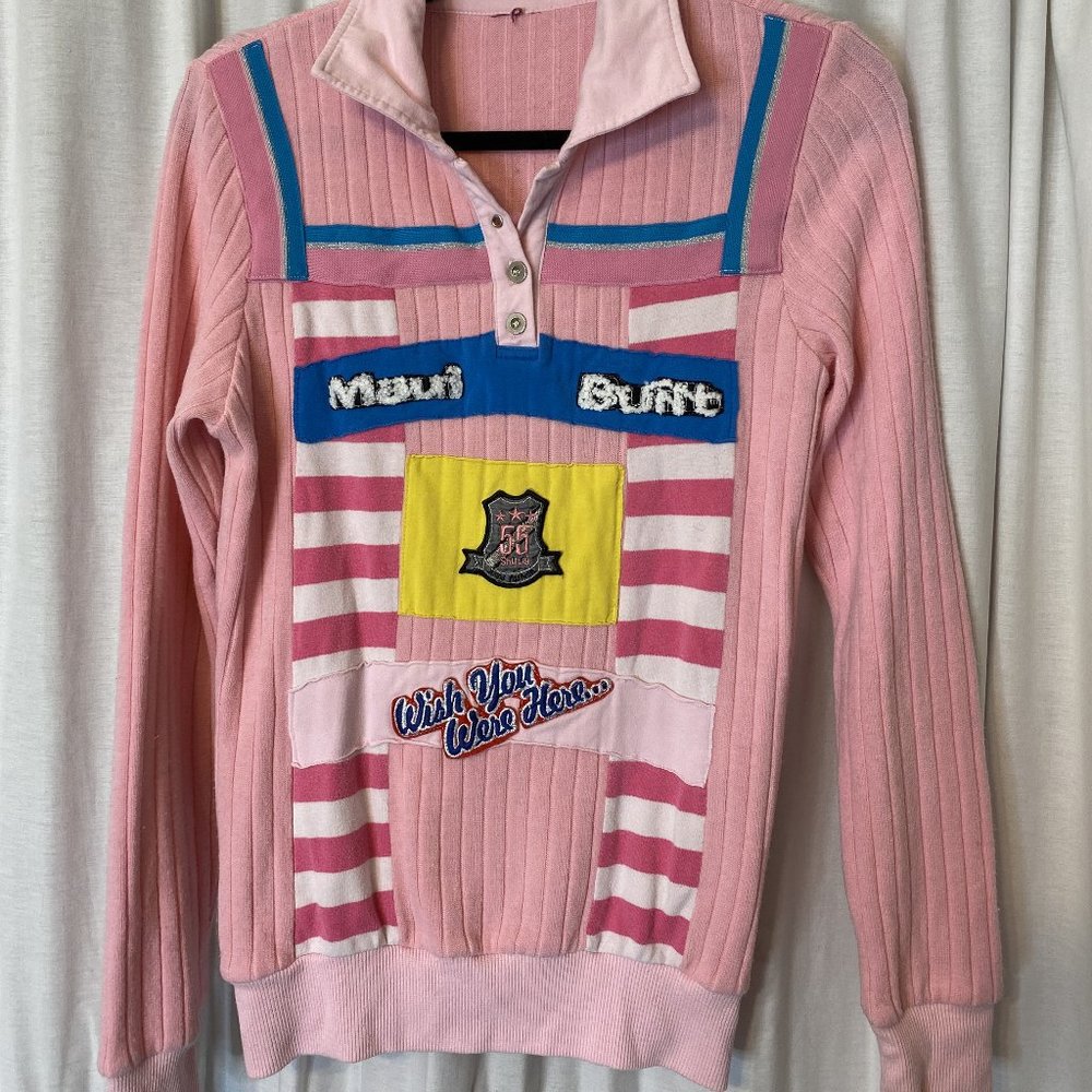 Retro Pink Decora J-Fashion Sweater - Colorful Harajuku Kawaii Aesthetic, Size M